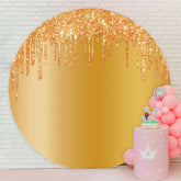 Aperturee - Bright Yellow Glitter Round Birthday Backdrop